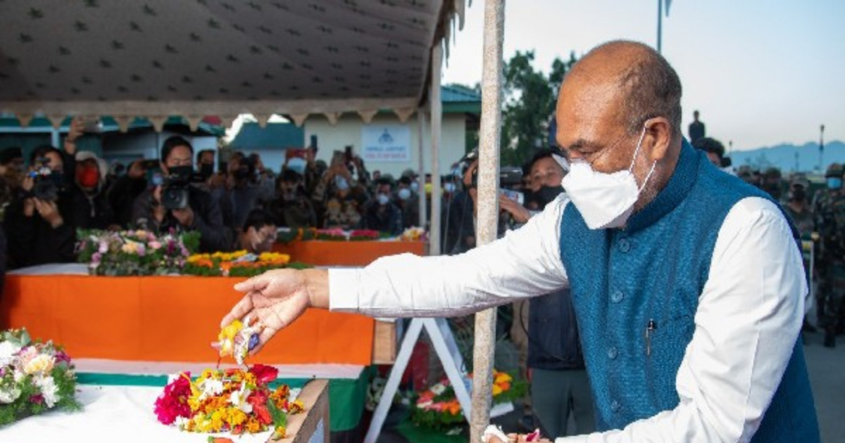 Manipur CM N Biren Singh pays floral tributes to soldiers killed in ambush by terrorists